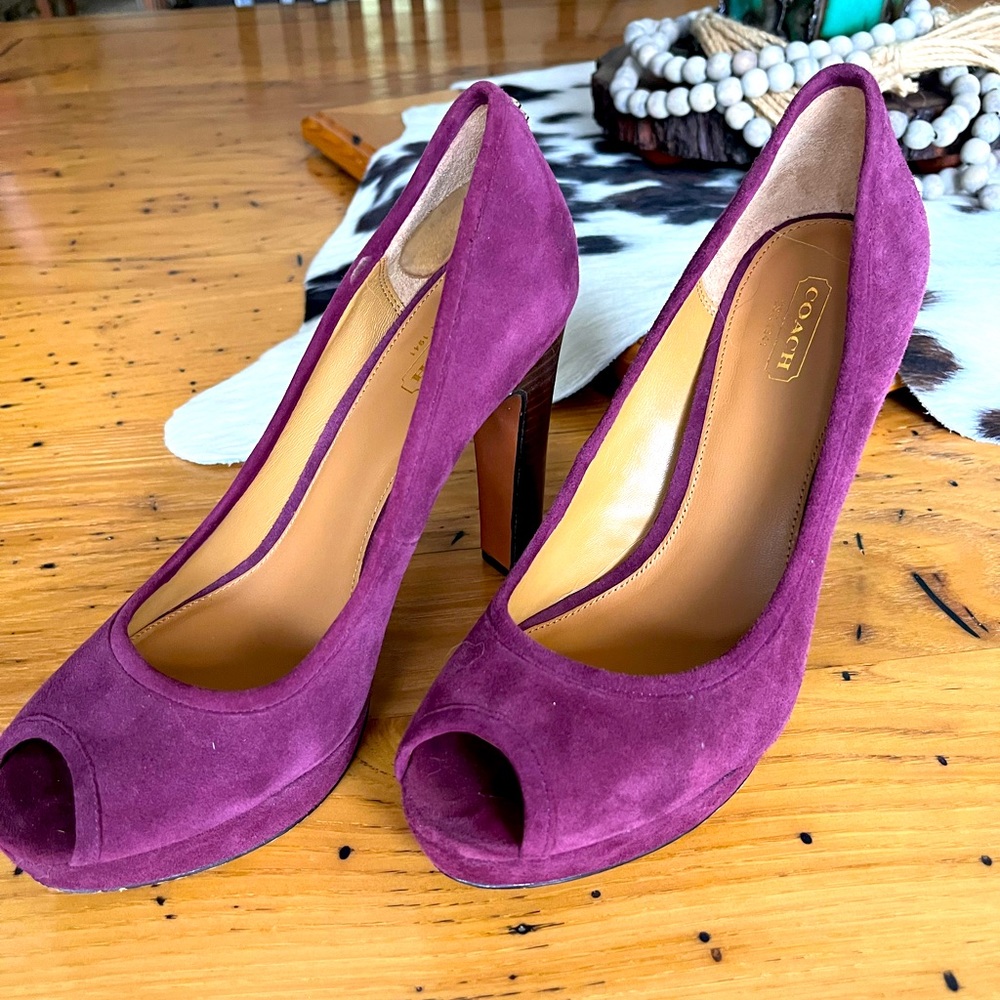 Women’s Coach plum suede heels! Super sexy and a gorgeous color!